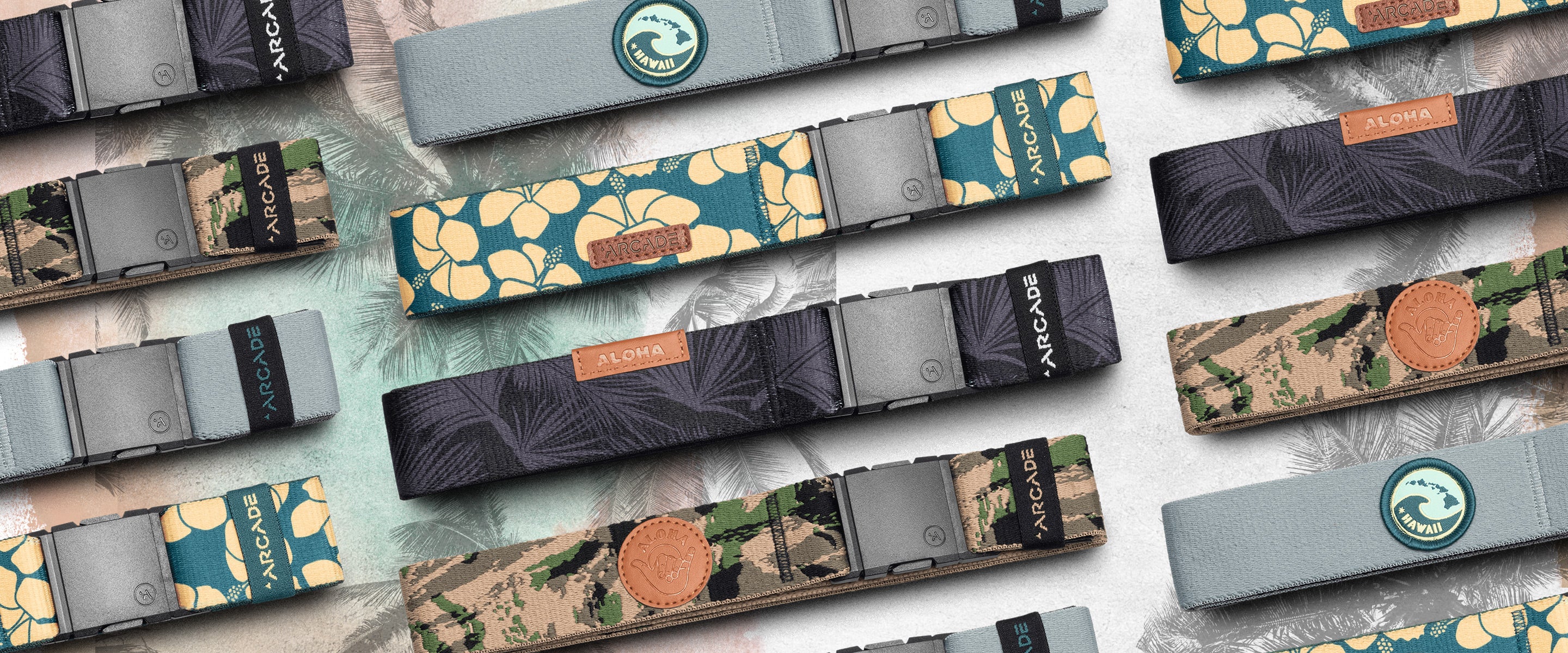 Island Collection Stretch Belts Hawaiian Inspired Arcade Belts