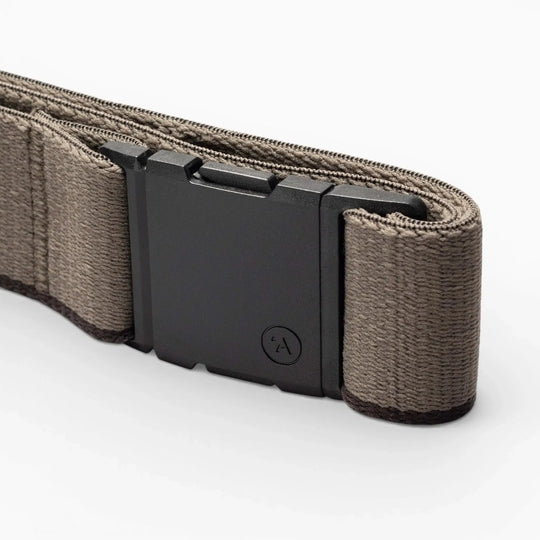 A close-up of the Arcade Belts Blackwood belt, featuring a rectangular A2 buckle, shown against a plain white background.