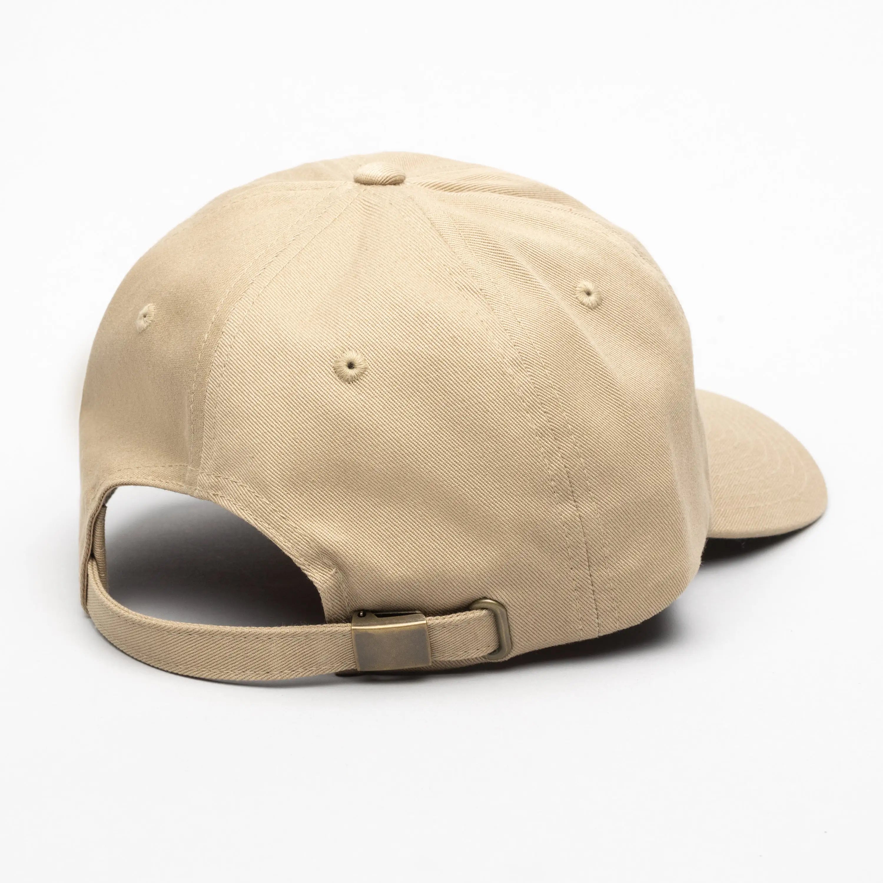 The Arcade Dad Hat by Arcade Belts is shown from the back, highlighting its fabric strap with a metal buckle for adjustable sizing, offering a secure fit like an Elastic Stretch Belt, set against a plain white background.