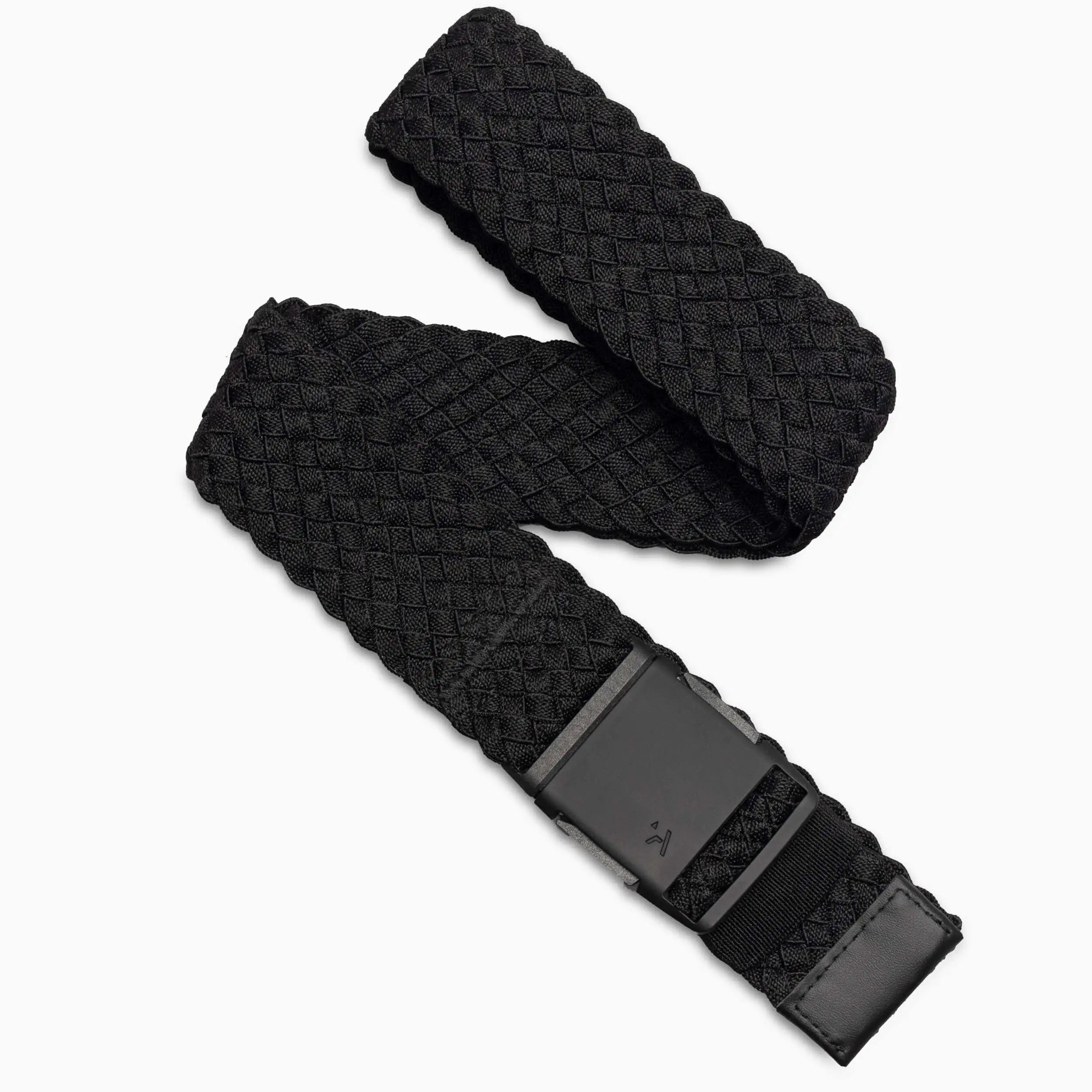 The Arcade Belts Futureweave Kit is a black woven Low Profile Belt with a textured diamond pattern and matte plastic buckle, shown on a white background.