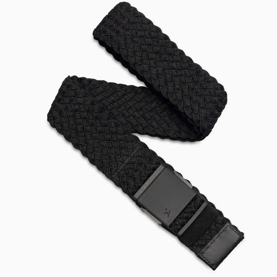 The Arcade Belts Futureweave Kit is a black woven Low Profile Belt with a textured diamond pattern and matte plastic buckle, shown on a white background.