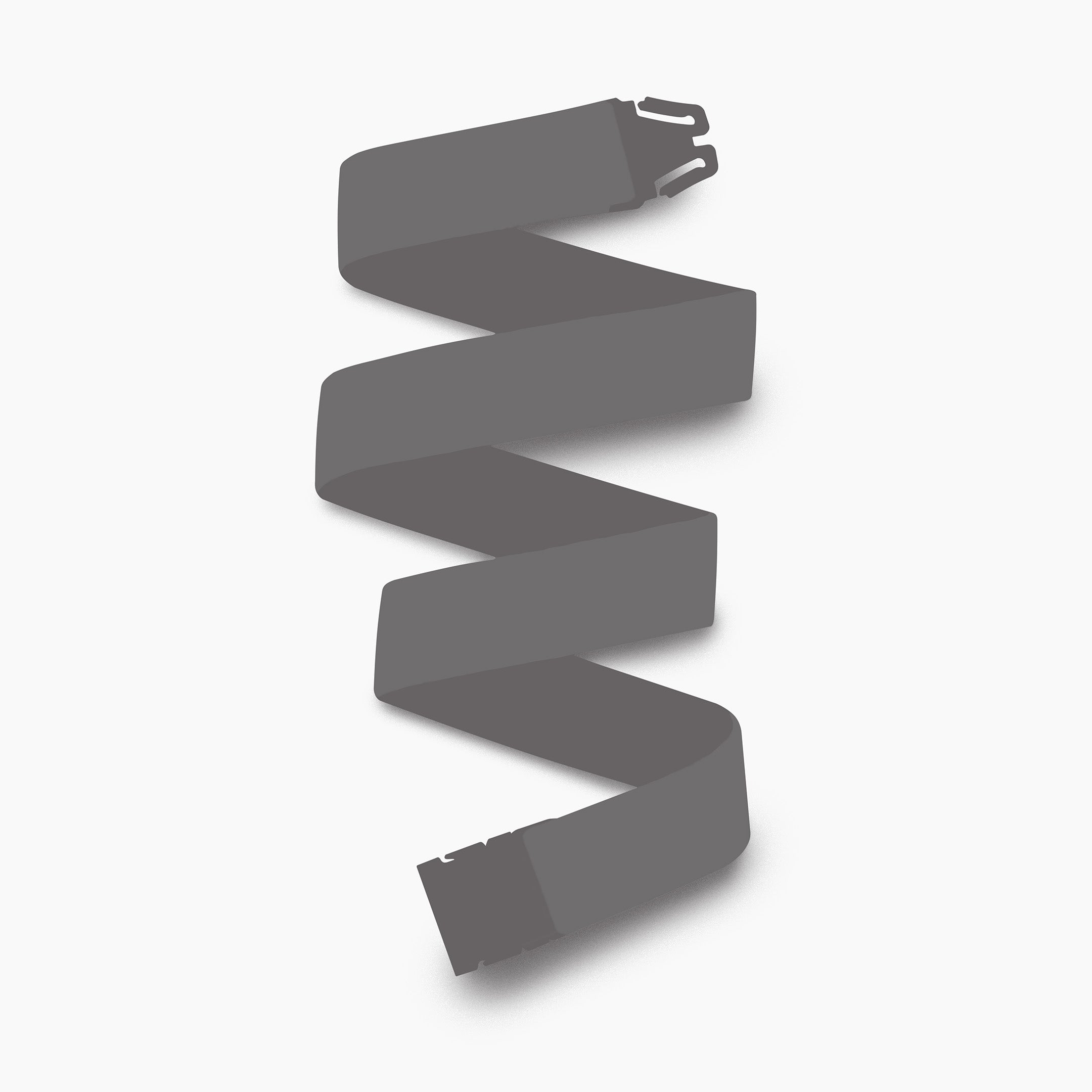 The Arcade Belts Mystery Belt Slim features a dark gray zigzag pattern on a light gray background, with its buckle and latch plate at opposite ends for a modern, stylish look.