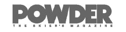 The logo for Powder magazine, featuring the word POWDER in bold, uppercase letters with the tagline THE SKIERS MAGAZINE below in smaller text, captures the adventure spirit of skiers—perfect for those who choose travel belts on their journeys.